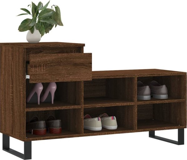 vidaXL Ντουλάπι παπουτσιών καφέ βελανιδιά 102x36x60 cm