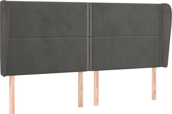 vidaXL Κεφαλάρι uszak σκούρο γκρι βελούδο 183x23x118/128 cm