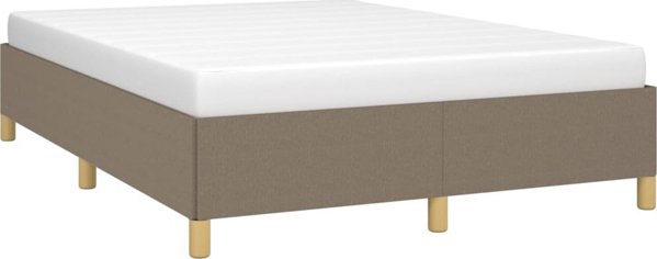 vidaXL Rama κρεβατιού, χρώμα ταουπέ, 140x190 εκ, υφασμάτινη επένδυση