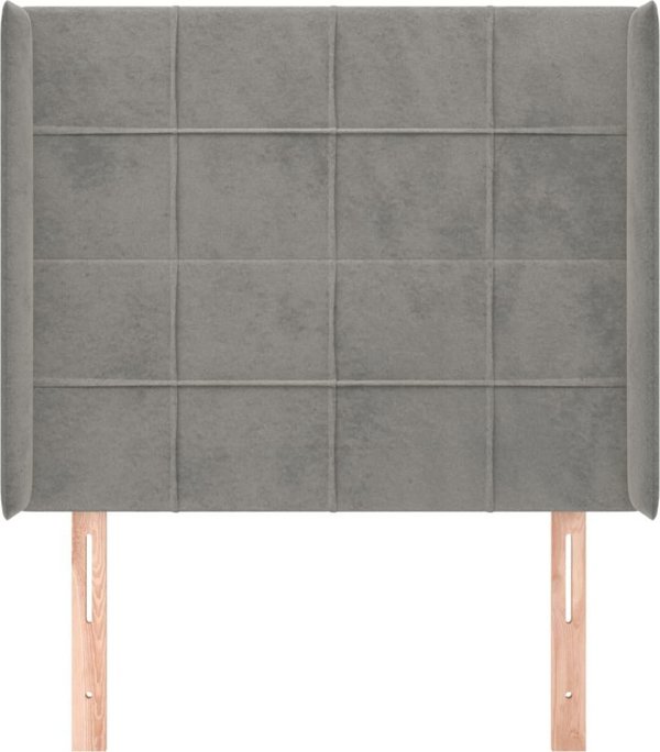 vidaXL Zaglowek uszak, jasnoszary, 83x16x118/128 cm, aksamit