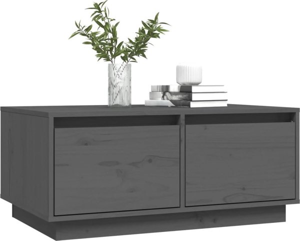 vidaXL Stolik kawowy, szary, 80x50x35 cm, lite drewno sosnowe