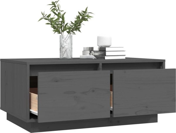 vidaXL Stolik kawowy, szary, 80x50x35 cm, lite drewno sosnowe