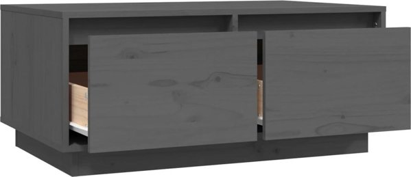 vidaXL Stolik kawowy, szary, 80x50x35 cm, lite drewno sosnowe