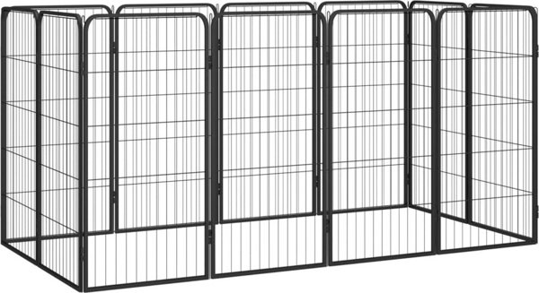 vidaXL vidaXL Kojec dla psa, 12 paneli, czarny, 50x100 cm, stal