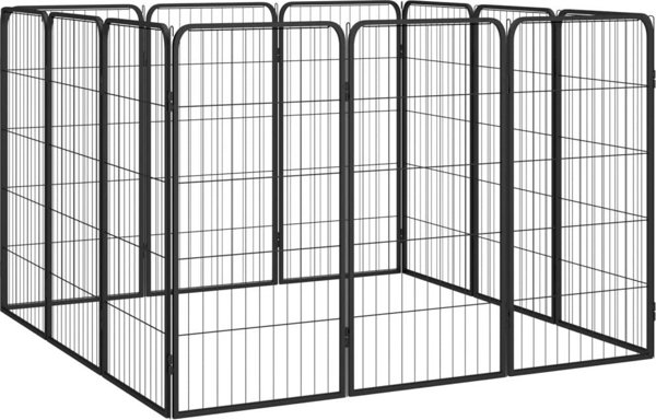 vidaXL vidaXL Kojec dla psa, 12 paneli, czarny, 50x100 cm, stal