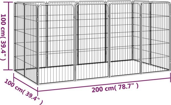vidaXL vidaXL Kojec dla psa, 12 paneli, czarny, 50x100 cm, stal