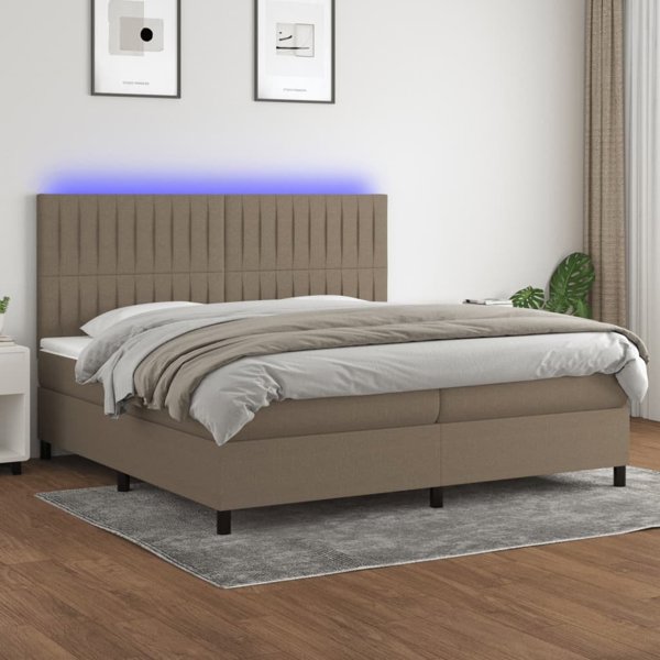 vidaXL Logko kontynentalne z materacem, taupe, 200 x 200 cm, tkanina