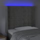 vidaXL Προσκέφαλο κρεβατιού με LED, ανοιχτό γκρι, 93x16x118/128 εκ., βελούδο