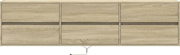 vidaXL Επιτοίχια ντουλάπα για TV με LED, Sonoma Δρυς, 180x31x45 cm