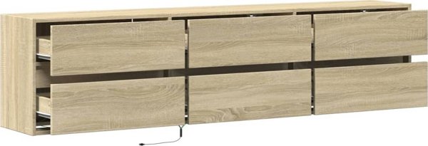 vidaXL Επιτοίχια ντουλάπα για TV με LED, Sonoma Δρυς, 180x31x45 cm