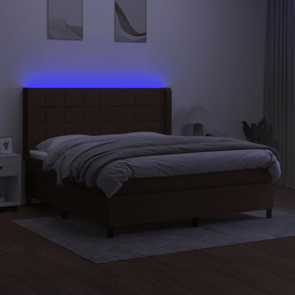 vidaXL Κρεβάτι Κοντινεντάλ με Στρώμα, Καφέ, 160x200 cm, Υφασμάτινο