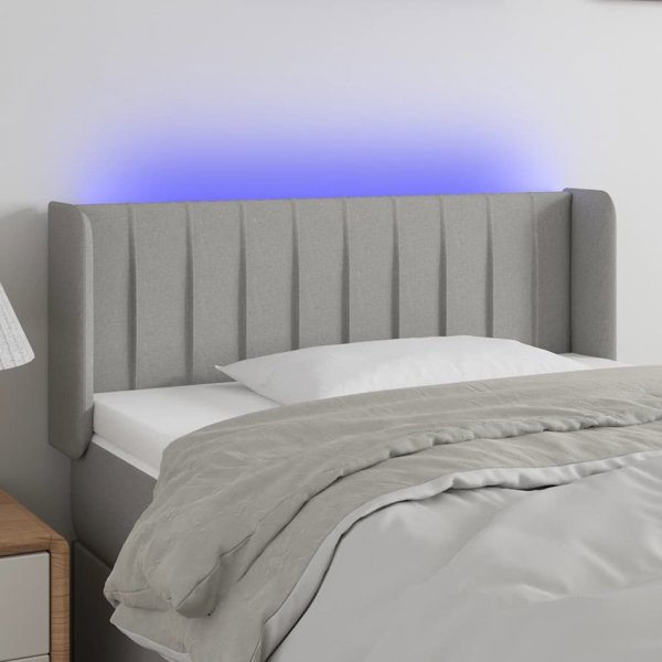vidaXL Κεφαλάρι κρεβατιού με LED, ανοιχτό γκρι, 93x16x78/88 cm, ύφασμα