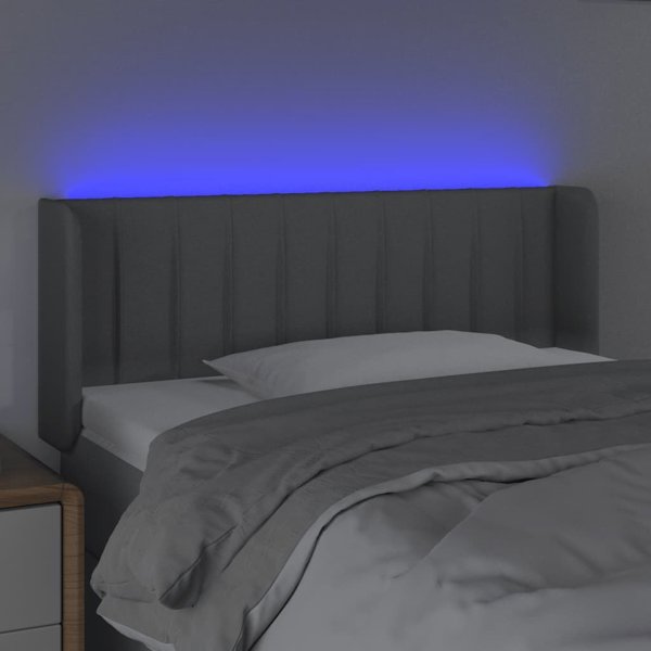 vidaXL Κεφαλάρι κρεβατιού με LED, ανοιχτό γκρι, 93x16x78/88 cm, ύφασμα