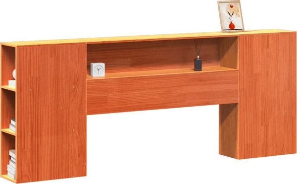 vidaXL Wezglowie do lozka z polkami woskowy braz 180 cm sosnowe