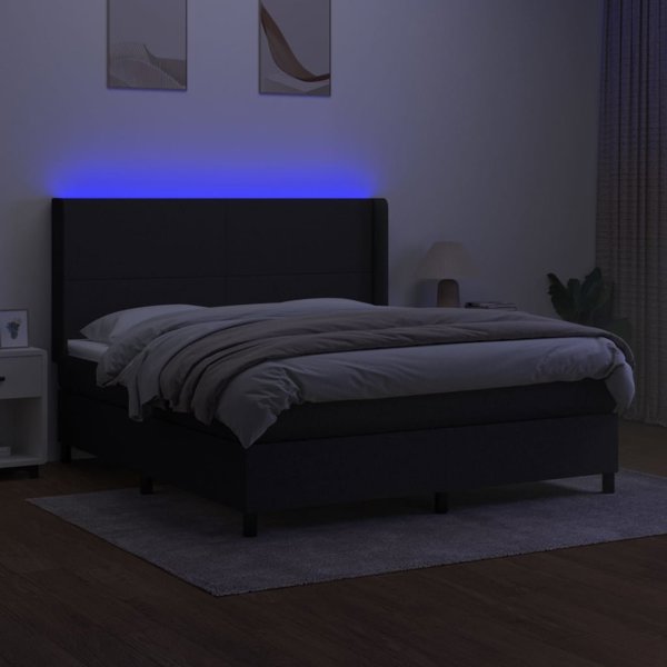 vidaXL κρεβάτι continental με στρώμα, μαύρο, 180x200 cm, ύφασμα