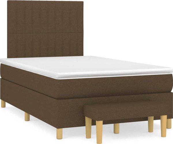 vidaXL Κρεβάτι Continental με στρώμα, καφέ ύφασμα, 120x200 εκ.