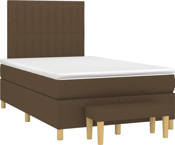 vidaXL Κρεβάτι Continental με στρώμα, καφέ ύφασμα, 120x200 εκ.