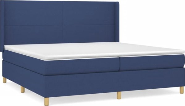 vidaXL Κρεβάτι Κοντινεντάλ με Στρώμα, Μπλε, Υφασμάτινο 200x200 εκ