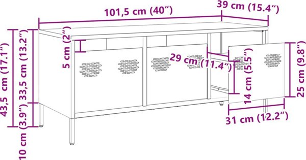 vidaXL Κίτρινη σύνθεση RTV 101,5x39x43,5 cm από ψυχρά κυλιόμενο χάλυβα