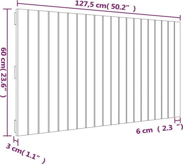 vidaXL Κεφαλάρι Κρεβατιού Λευκό 127,5x3x60 cm από συμπαγές ξύλο πεύκου