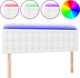vidaXL Επικεφαλάρι κρεβατιού με LED, Λευκό, 144x5x78/88 cm, Συνθετικό δερμα