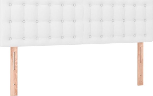 vidaXL Επικεφαλάρι κρεβατιού με LED, Λευκό, 144x5x78/88 cm, Συνθετικό δερμα