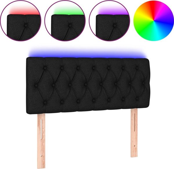 vidaXL Zaglowek do lozka z LED, czarny, 100x7x78/88 cm, tkanina