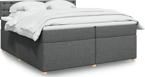 vidaXL Κρεβάτι Continental με στρώμα Σκούρο γκρι ύφασμα 200x200 εκ.