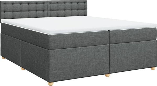 vidaXL Κρεβάτι Continental με στρώμα Σκούρο γκρι ύφασμα 200x200 εκ.