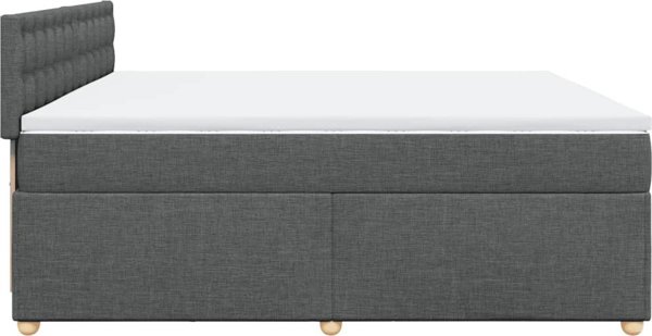vidaXL Κρεβάτι Continental με στρώμα Σκούρο γκρι ύφασμα 200x200 εκ.