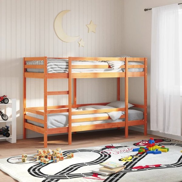 vidaXL Κουκέτα, κερωμένο καφέ, 90x190 εκ., μασίφ πεύκο