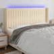 vidaXL Κεφαλάρι κρεβατιού με LED, κρεμ, 183x16x118/128 εκ, ύφασμα