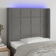 vidaXL Κεφαλάρι κρεβατιού με LED, σκούρο γκρι, 83x16x118/128 εκ., ύφασμα