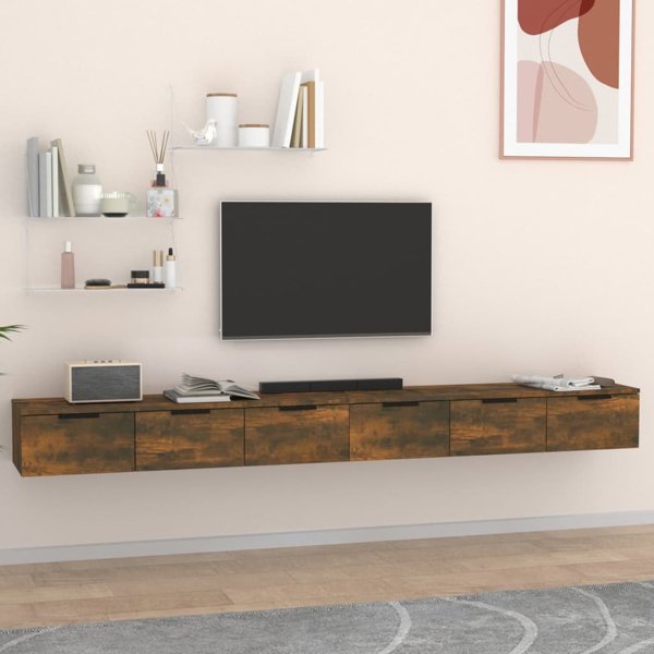 vidaXL Σετ 2 κρεμαστά ντουλάπια, καπνιστή δρυς, 102x30x20 εκ.