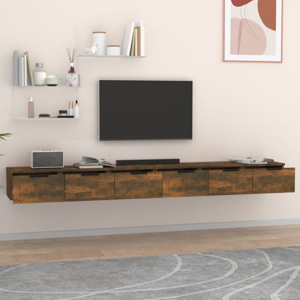 vidaXL Σετ 2 κρεμαστά ντουλάπια, καπνιστή δρυς, 102x30x20 εκ.