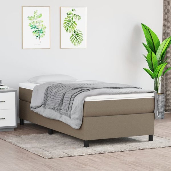 vidaXL Κοντινενταλ κρεβάτι με στρώμα, taupe, ύφασμα, 80x200 cm