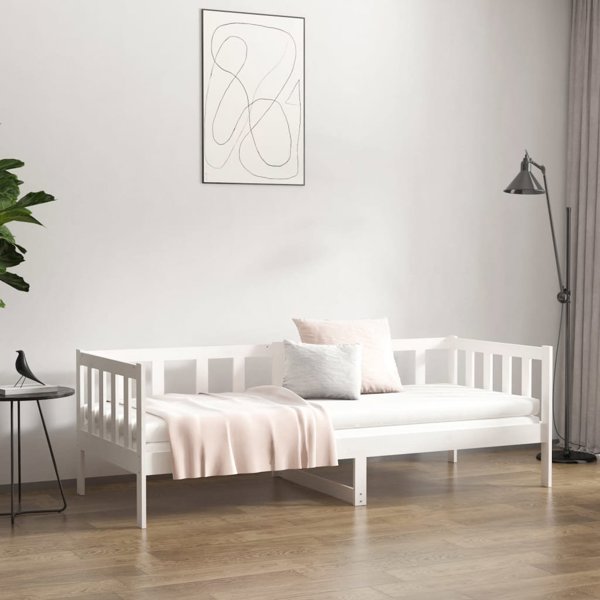 vidaXL Καθιστικό κρεβάτι, λευκό, 80x200 cm, μασιφ πευκο