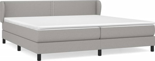 vidaXL Κρεβάτι Continental με Στρώμα, Ανοιχτό Γκρι, Υφασμάτινο 200x200 cm