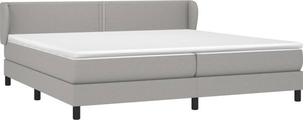 vidaXL Κρεβάτι Continental με Στρώμα, Ανοιχτό Γκρι, Υφασμάτινο 200x200 cm