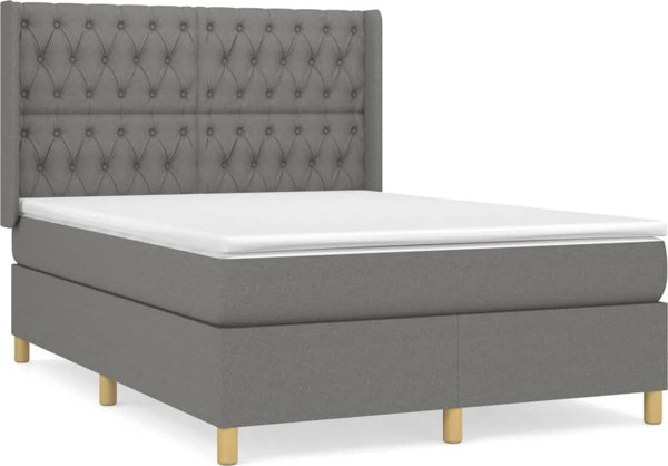 vidaXL Λύκο Kontynentalne με Στρώμα, Σκούρο Γκρι Ύφασμα 140x200 εκ.