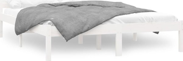 vidaXL Rama κρεβατιού, λευκό, μασίφ ξύλο, 120 x 200 cm