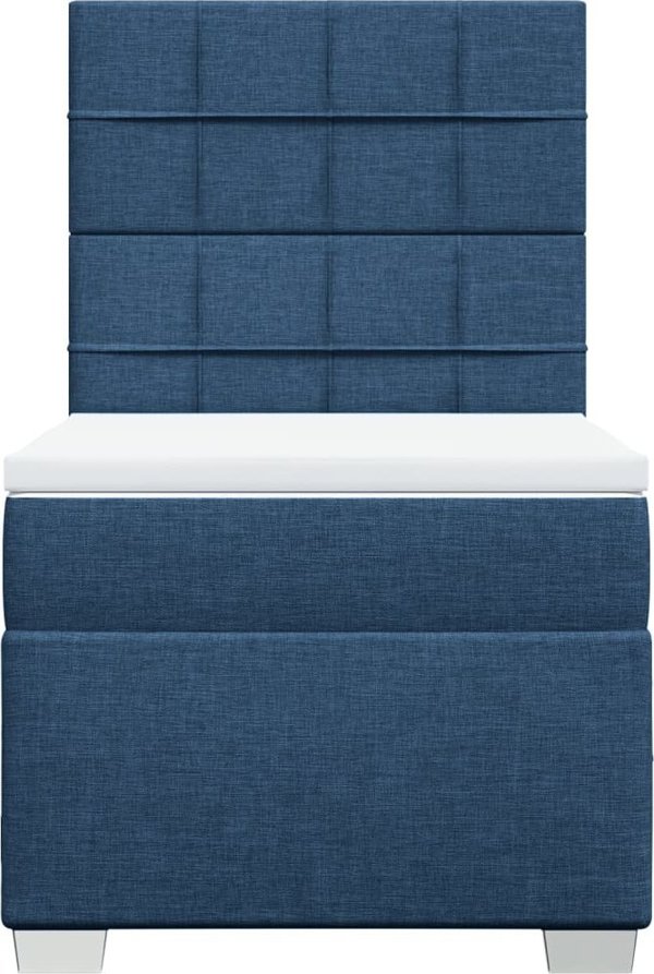 vidaXL Κρεβάτι Kontynentalne με στρώμα, μπλε, ύφασμα 100x200 cm