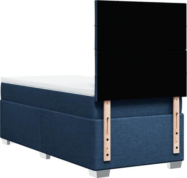vidaXL Κρεβάτι Kontynentalne με στρώμα, μπλε, ύφασμα 100x200 cm
