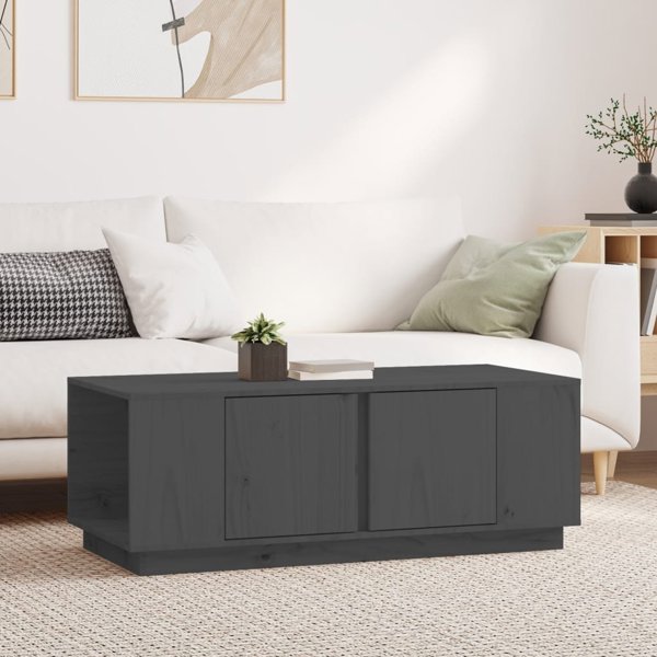 vidaXL vidaXL Stolik kawowy, szary, 110x50x40 cm, lite drewno sosnowe