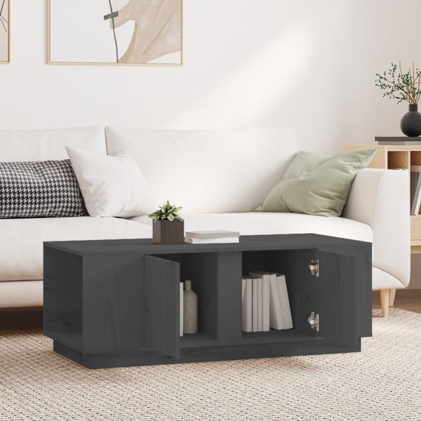 vidaXL vidaXL Stolik kawowy, szary, 110x50x40 cm, lite drewno sosnowe