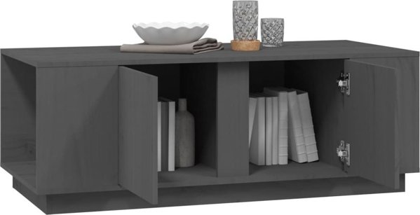 vidaXL vidaXL Stolik kawowy, szary, 110x50x40 cm, lite drewno sosnowe