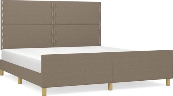 vidaXL Κρεβατοκάμαρα με Κεφαλάρι, Χρώμα Taupe, 180x200 εκ, Επενδεδυμένη με Υφασμα