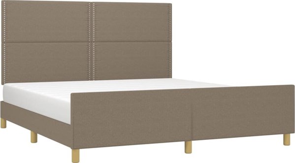 vidaXL Κρεβατοκάμαρα με Κεφαλάρι, Χρώμα Taupe, 180x200 εκ, Επενδεδυμένη με Υφασμα