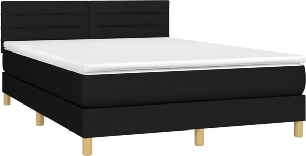 vidaXL Kontynentalne κρεβάτι με στρώμα, μαύρο, ύφασμα 140x200 cm