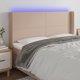 vidaXL Κεφαλάρι κρεβατιού με LED, καπουτσίνο, δερματίνη, 183x16x118/128 cm